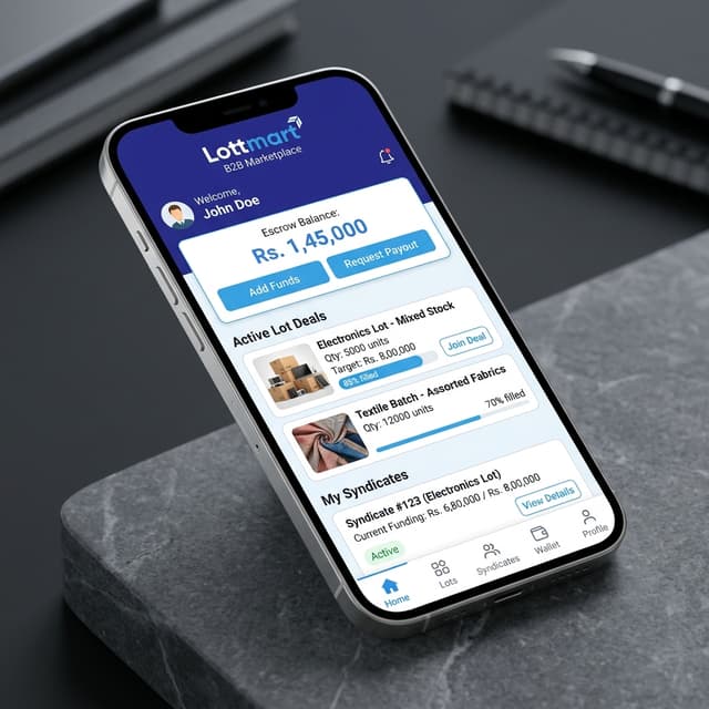 Lottmart B2B Mobile App Dashboard interface