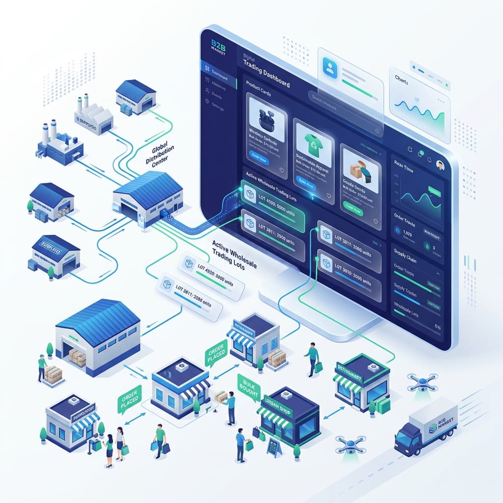 Lottmart B2B Supply Chain & Trading Network Illustration